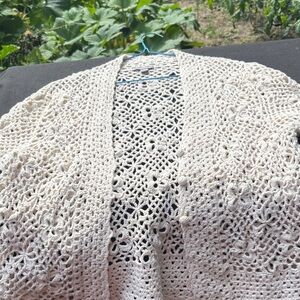 Ann Taylor Cream Crochet Women Poncho